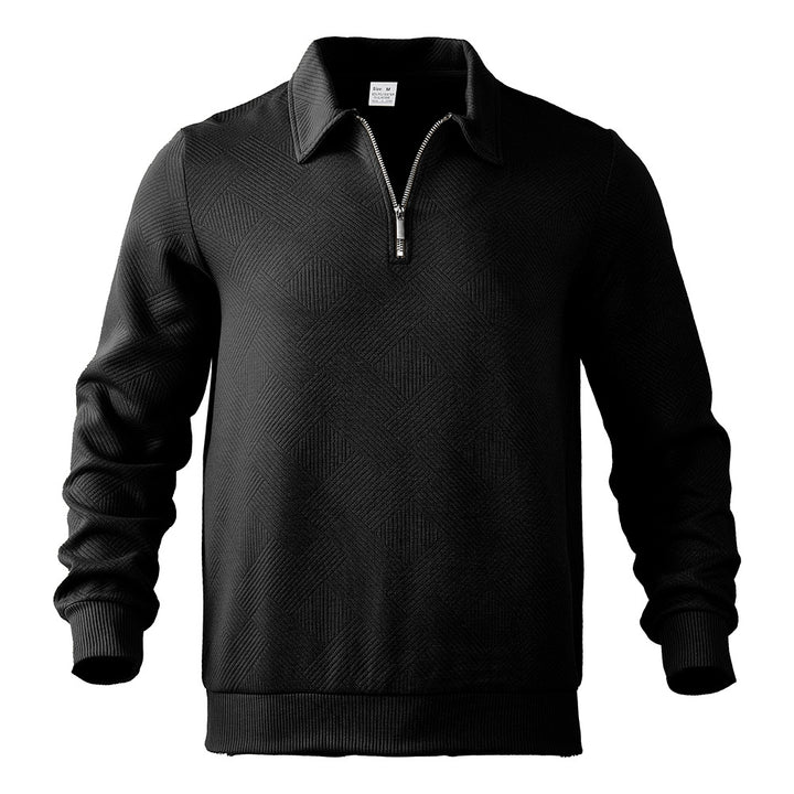 Herren lässiger Strickpullover mit Zip-Kragen und strukturiertem Design Echoarchiv