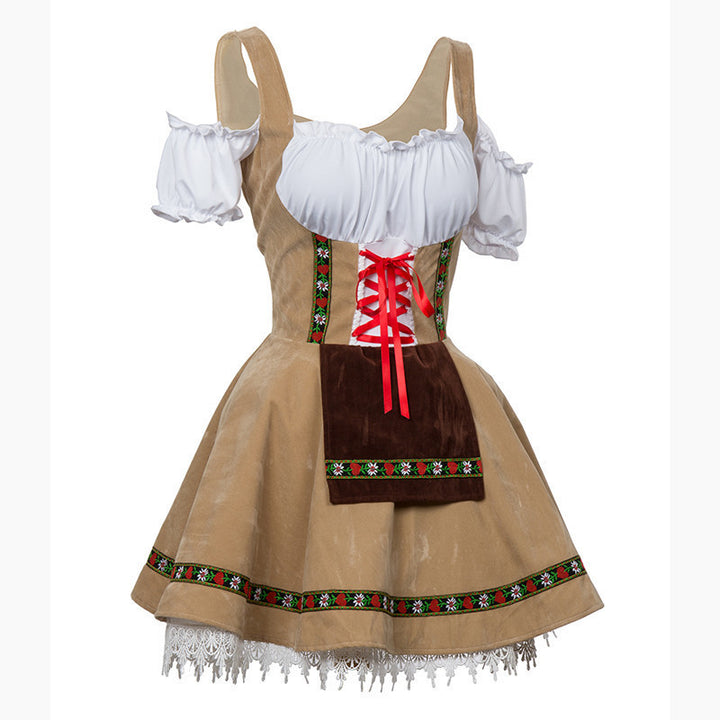 Damen nan traditionelles Oktoberfest Dirndl Kleid mit Schnürung, Schürze und Spitzenbesatz Echo Archiv