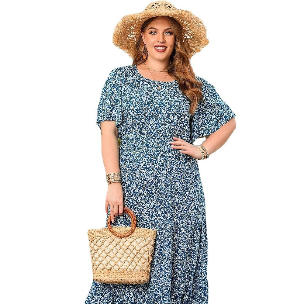 Damen Maxikleid mit floralen Mustern und elastischem Bund Echo Archiv