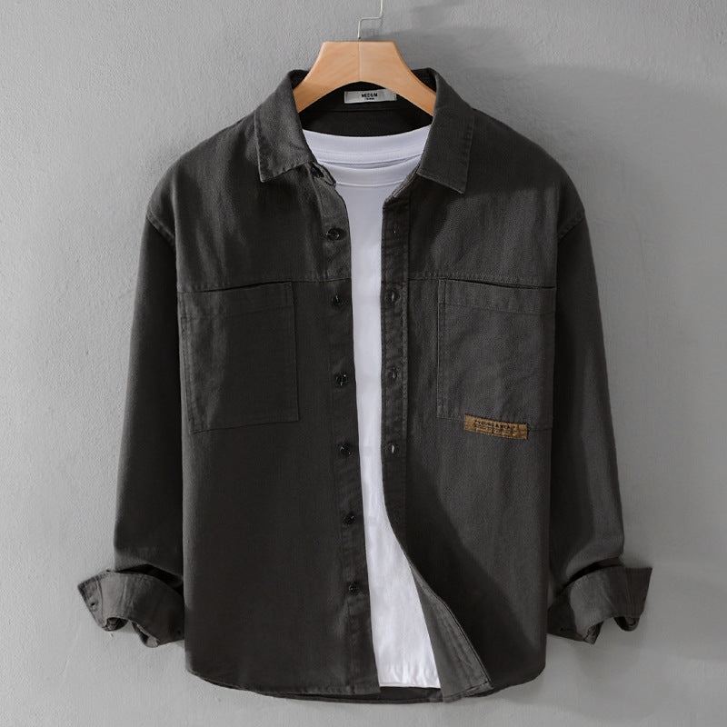 Herren Overshirt-Hemd aus strukturiertem Baumwoll-Twill mit aufgesetzten Brusttaschen und relaxed Fit Echoarchiv