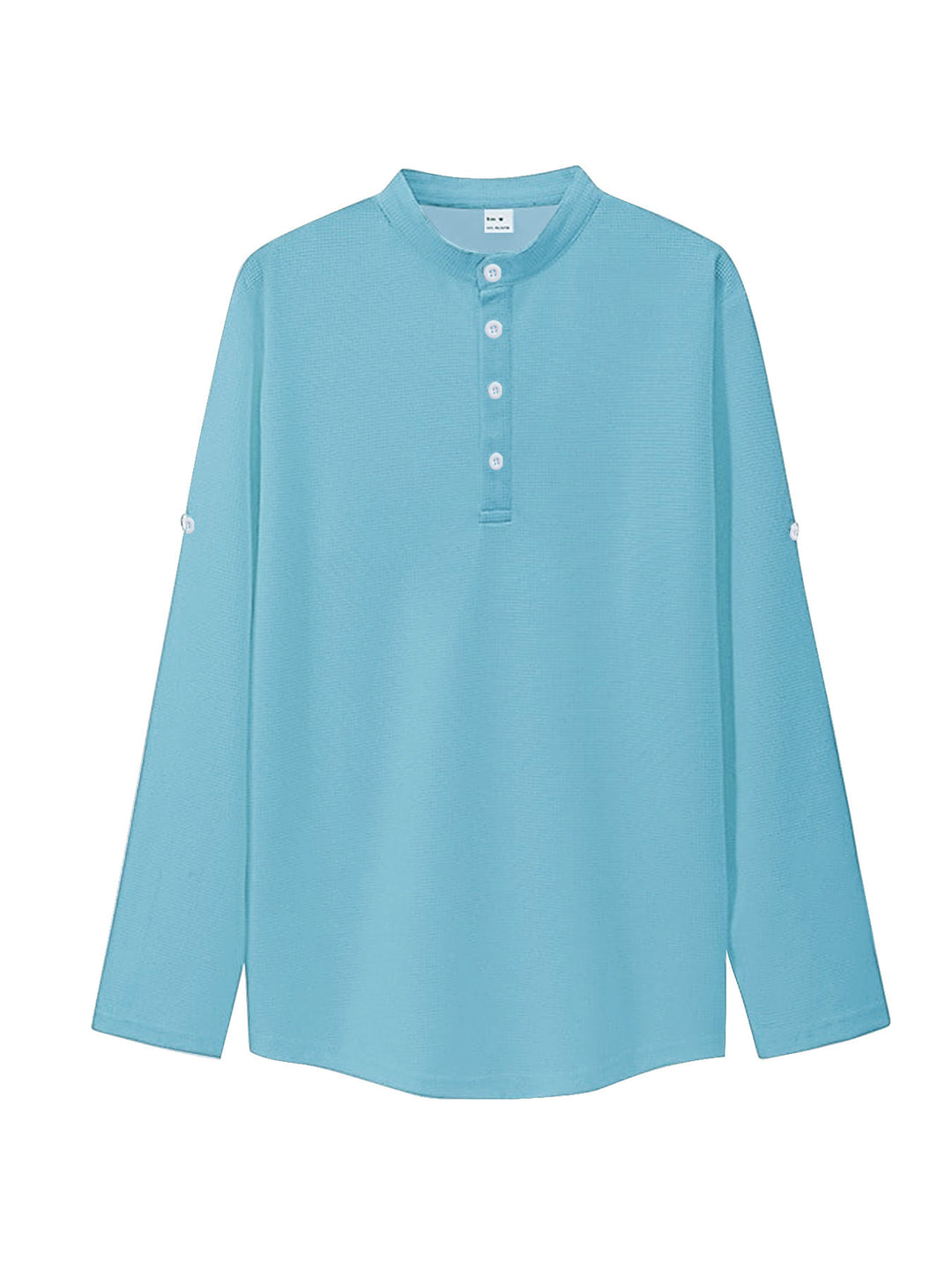 Damen nan oversized Langarm-Henley mit Stehkragen Waffelstruktur und Ärmelsicherung Echo Archiv