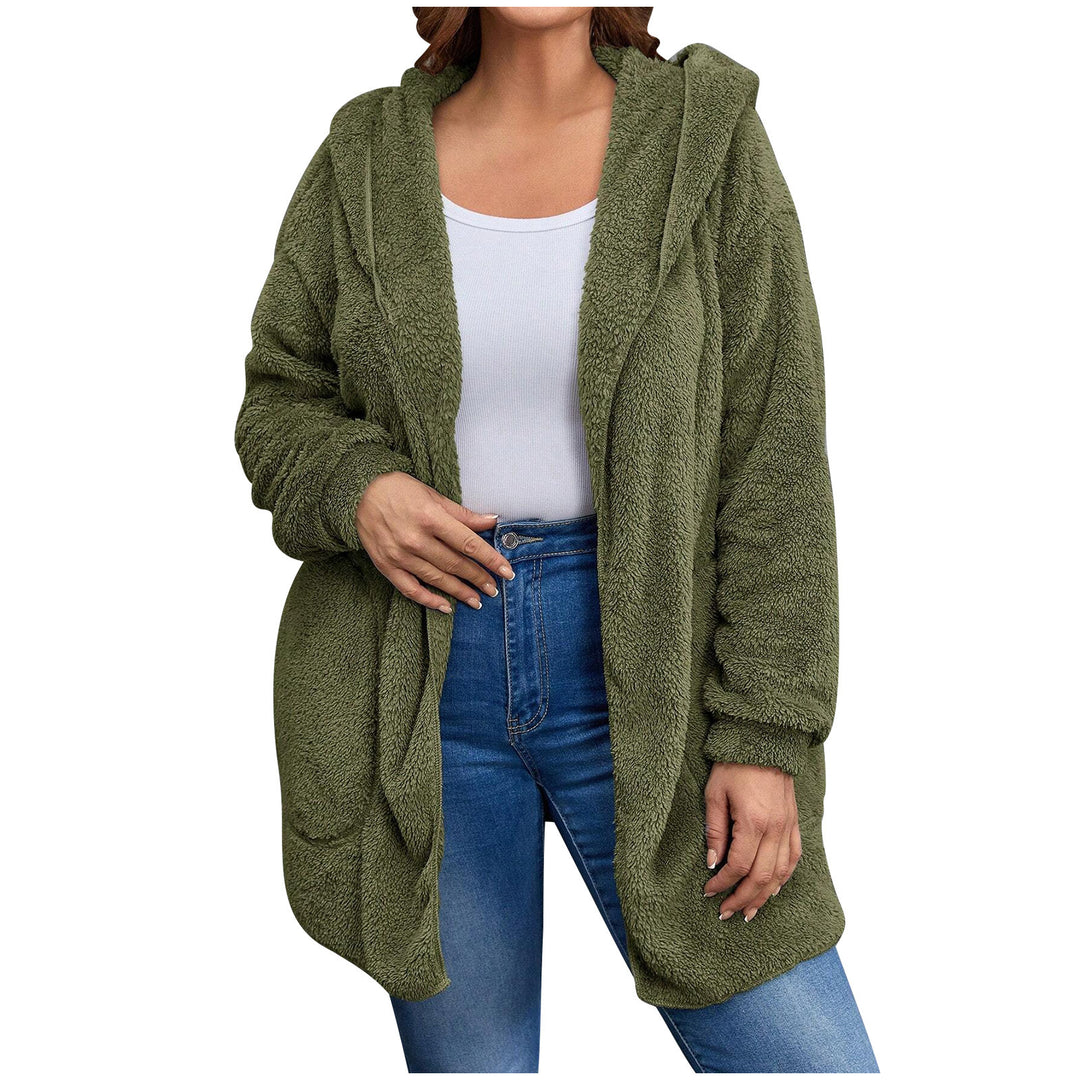Damen nan kuschelige Teddy-Fleece Kapuzenjacke mit großen Eingrifftaschen und entspannter Silhouette Echo Archiv