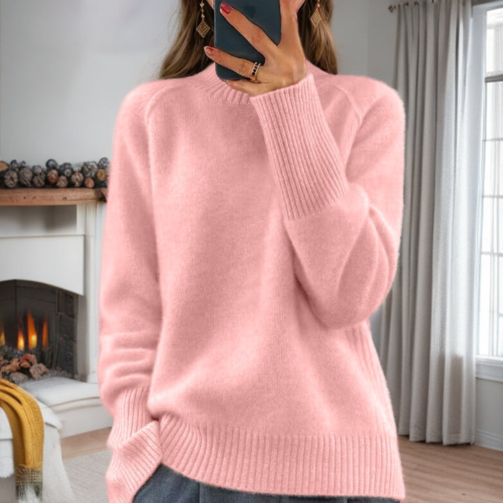 Damen nan kuscheliger Feinstrickpullover mit Rundhalsausschnitt, überschnittener Schulterpartie und gerippten Bündchen Echo Archiv