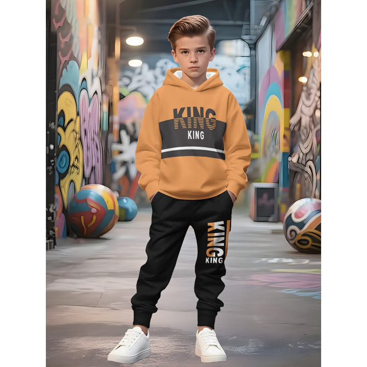 Unisex nan Kinder Jogginganzug mit Kapuzenpullover und detailreichem Auto-Print Echo Archiv
