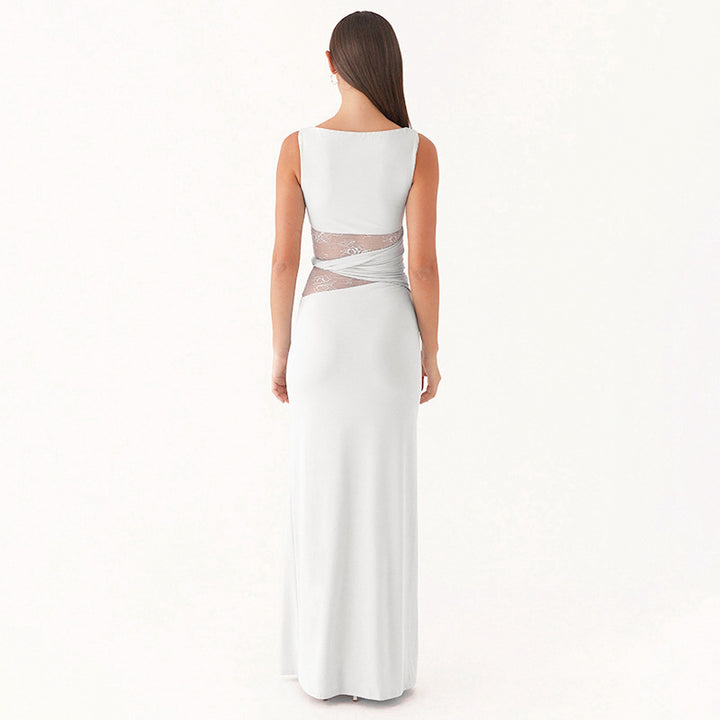 Damen Elegantes langes Kleid mit raffinierten Spitzendetails Echo Archiv