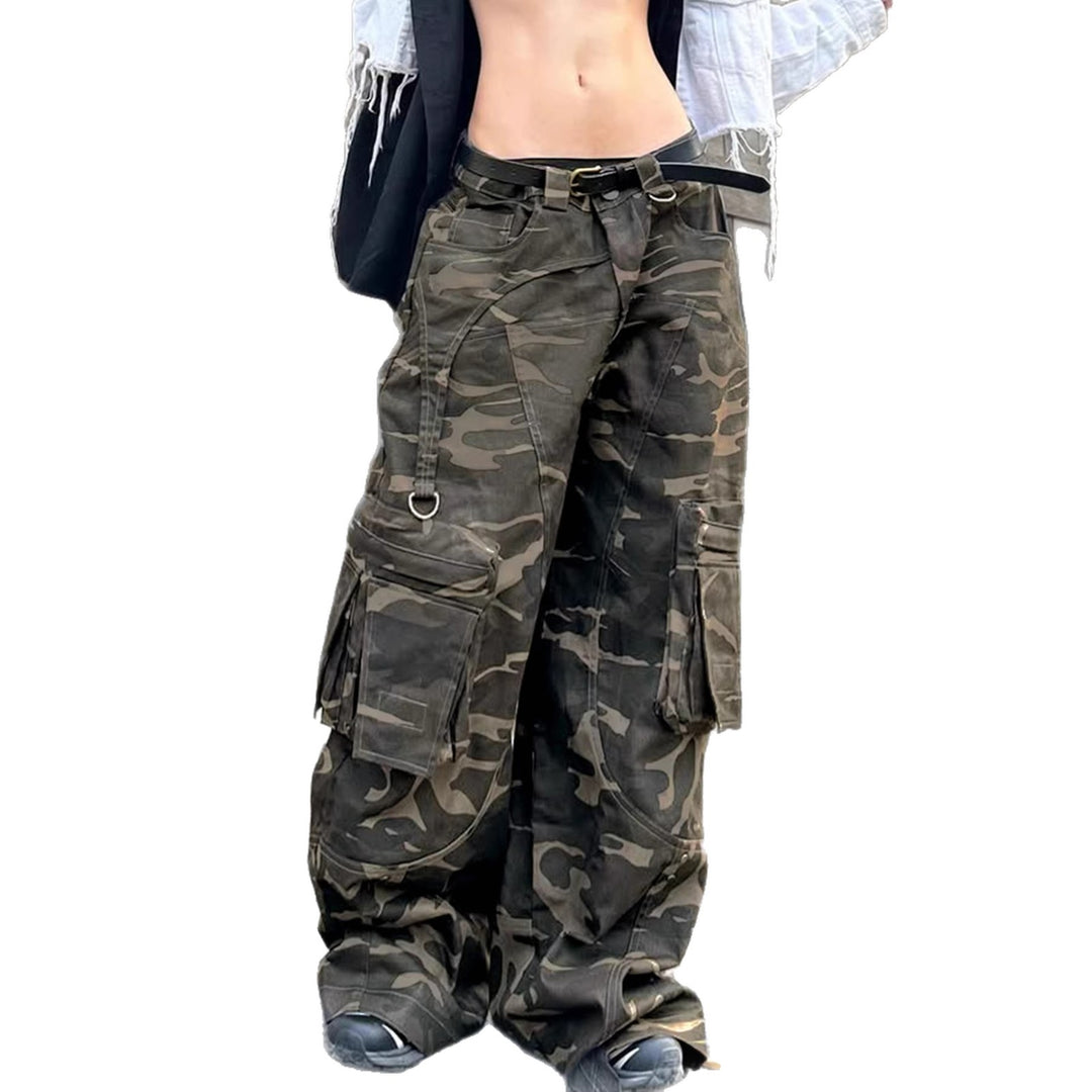 Damen High-Waist Oversized Cargo-Cordhose mit Multi-Pocket und D-Ring – Avélisse
