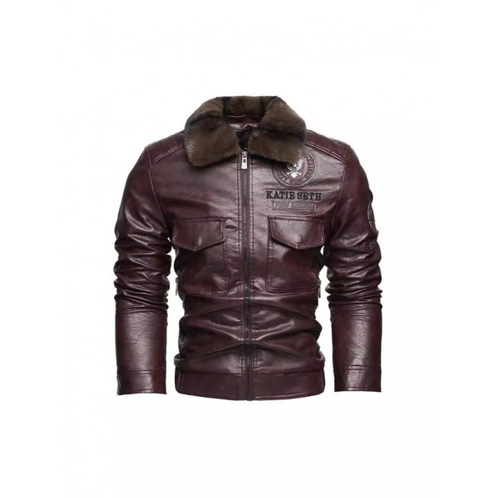 Herren Lederjacke mit Kunstfellkragen Echo Archiv