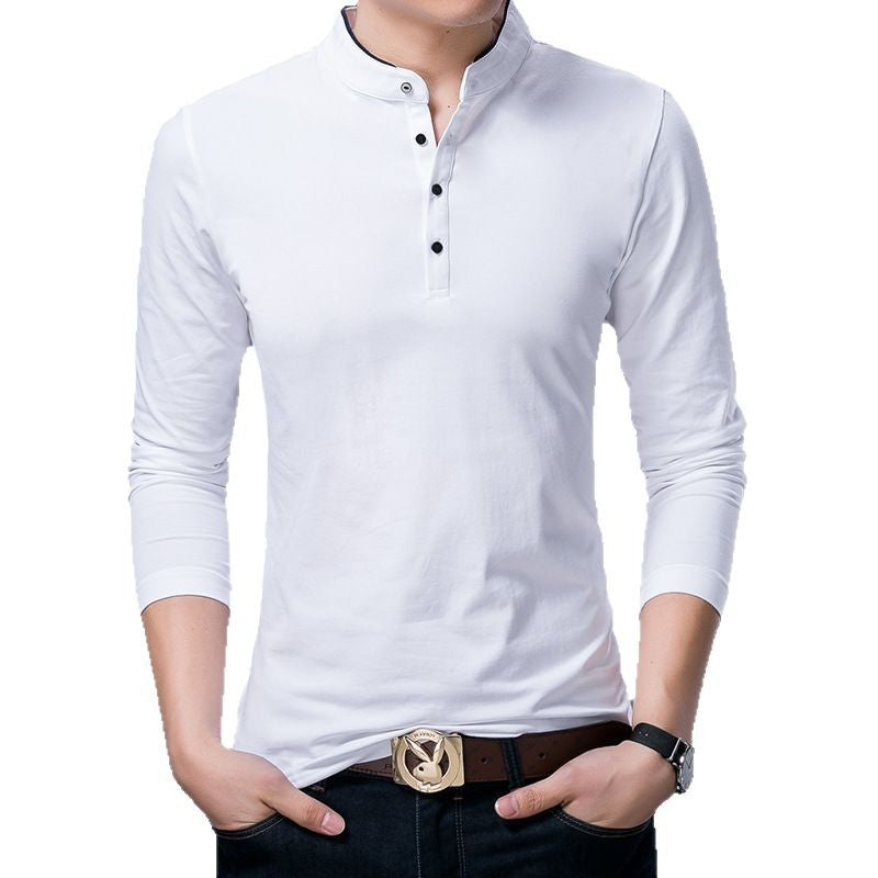 Herren Langarm Poloshirt mit modernem Stehkragen und eleganten Knopfdetails Echoarchiv