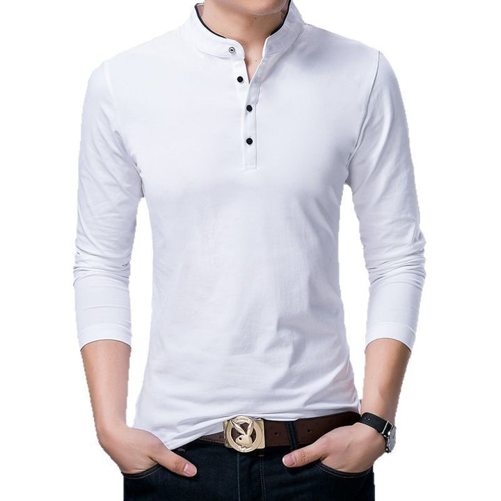 Herren Langarm Poloshirt mit modernem Stehkragen und eleganten Knopfdetails Echoarchiv
