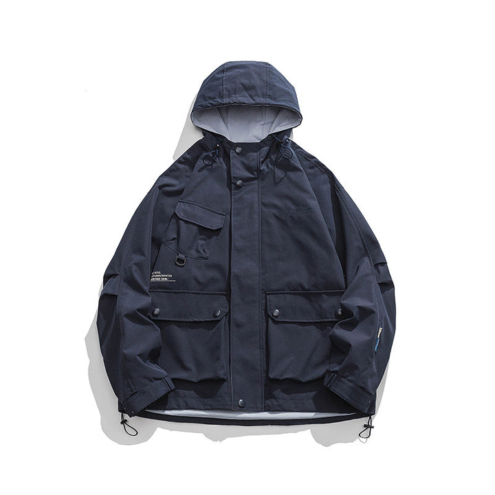 Unisex Oversize-Utility-Jacke mit Kapuze, multifunktionalen Pattentaschen und Kordelzug Echo Archiv