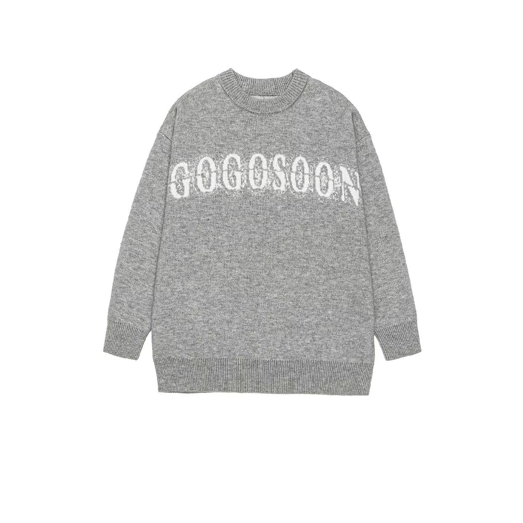 Damen Oversized Strickpullover mit Schriftzug Echoarchiv
