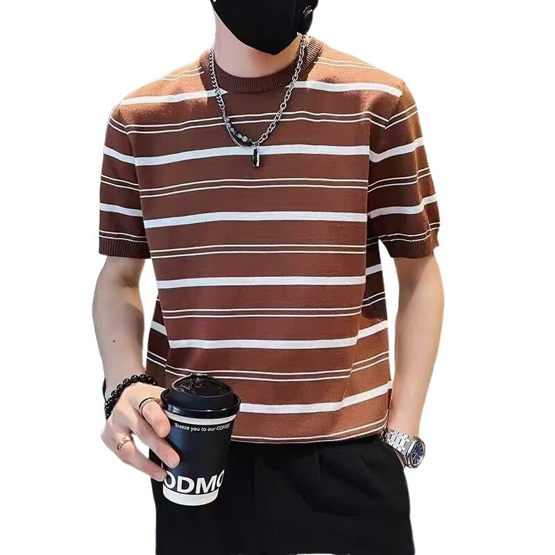 Herren Kurzarm-T-Shirt mit modernem Streifenmuster Echoarchiv