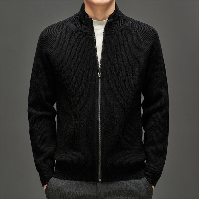 Herren modischer Strickjacke mit hohem Kragen und Reißverschluss Echoarchiv