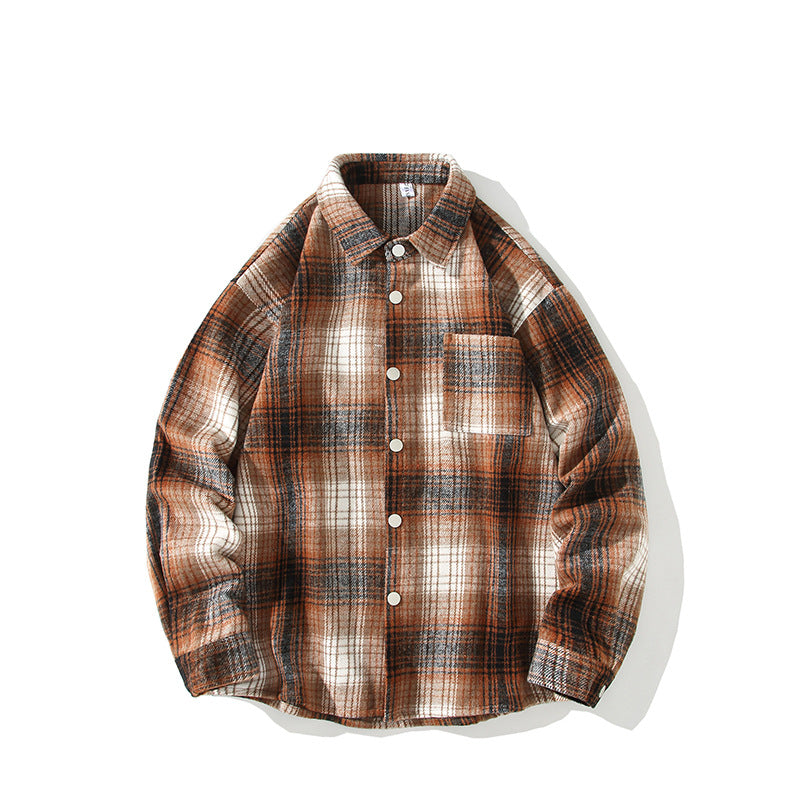 Herren Karierte Overshirt-Hemdjacke aus gebürstetem Baumwollmix mit Brusttasche Echo Archiv