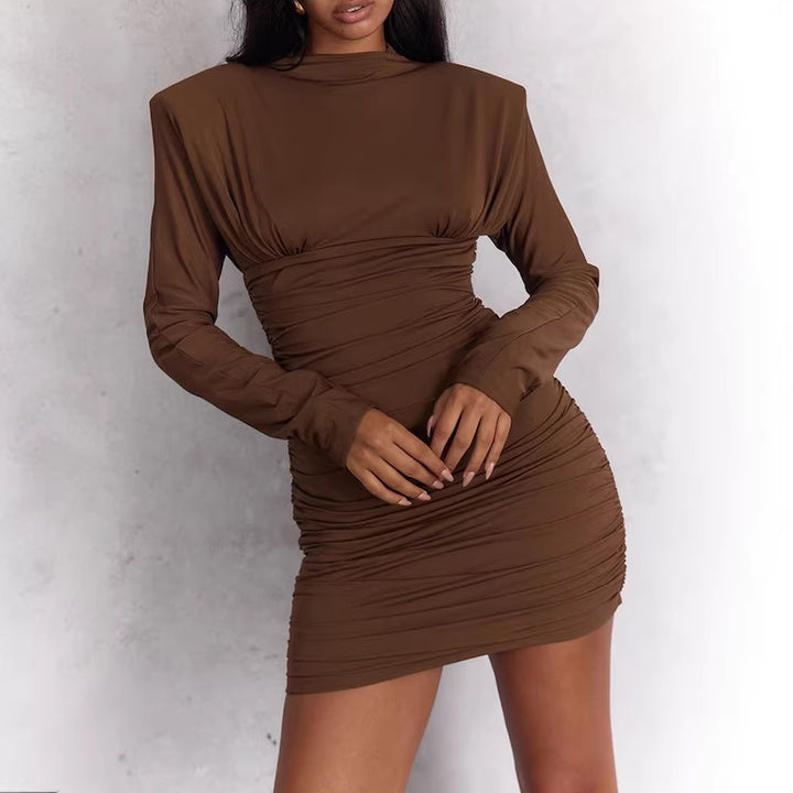 Damen Elegantes Raffungskleid mit langen Ärmeln Echo Archiv