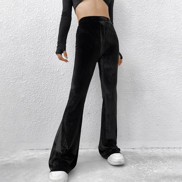 Damen samtige Highwaist‑Schlaghose mit weitem Bein und sculptender Passform – Avélisse