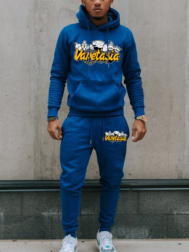 Herren Sweatshirt und Jogginghose Set mit kunstvollem Grafikdruck Echoarchiv