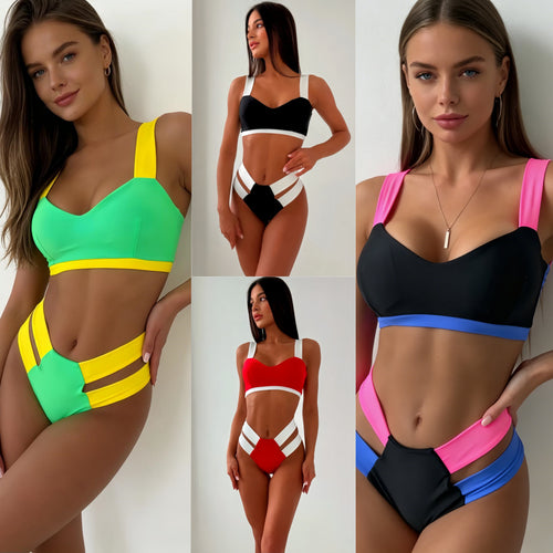 Damen Sportlicher Bikini mit kontrastierenden Farbelementen Echo Archiv