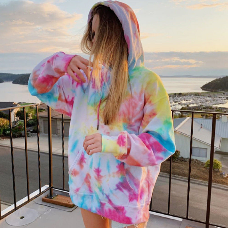 Damen Kapuzenpullover aus kuscheligem Material mit Batikdesign – Auréline