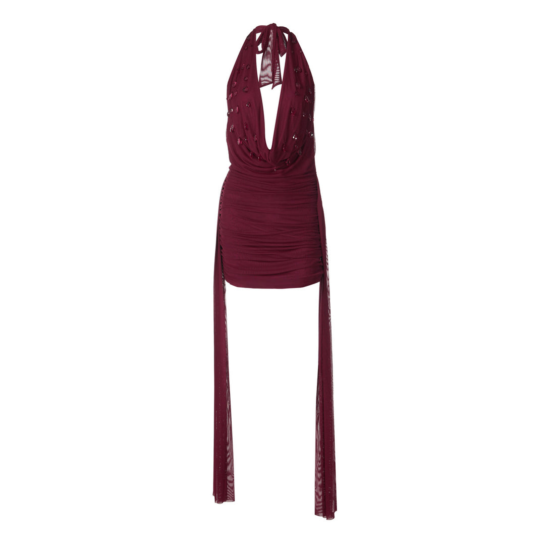 Damen Mini-Kleid mit raffiniertem Drapé und tiefem V-Ausschnitt Echo Archiv