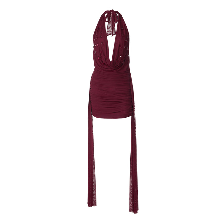 Damen Mini-Kleid mit raffiniertem Drapé und tiefem V-Ausschnitt Echo Archiv