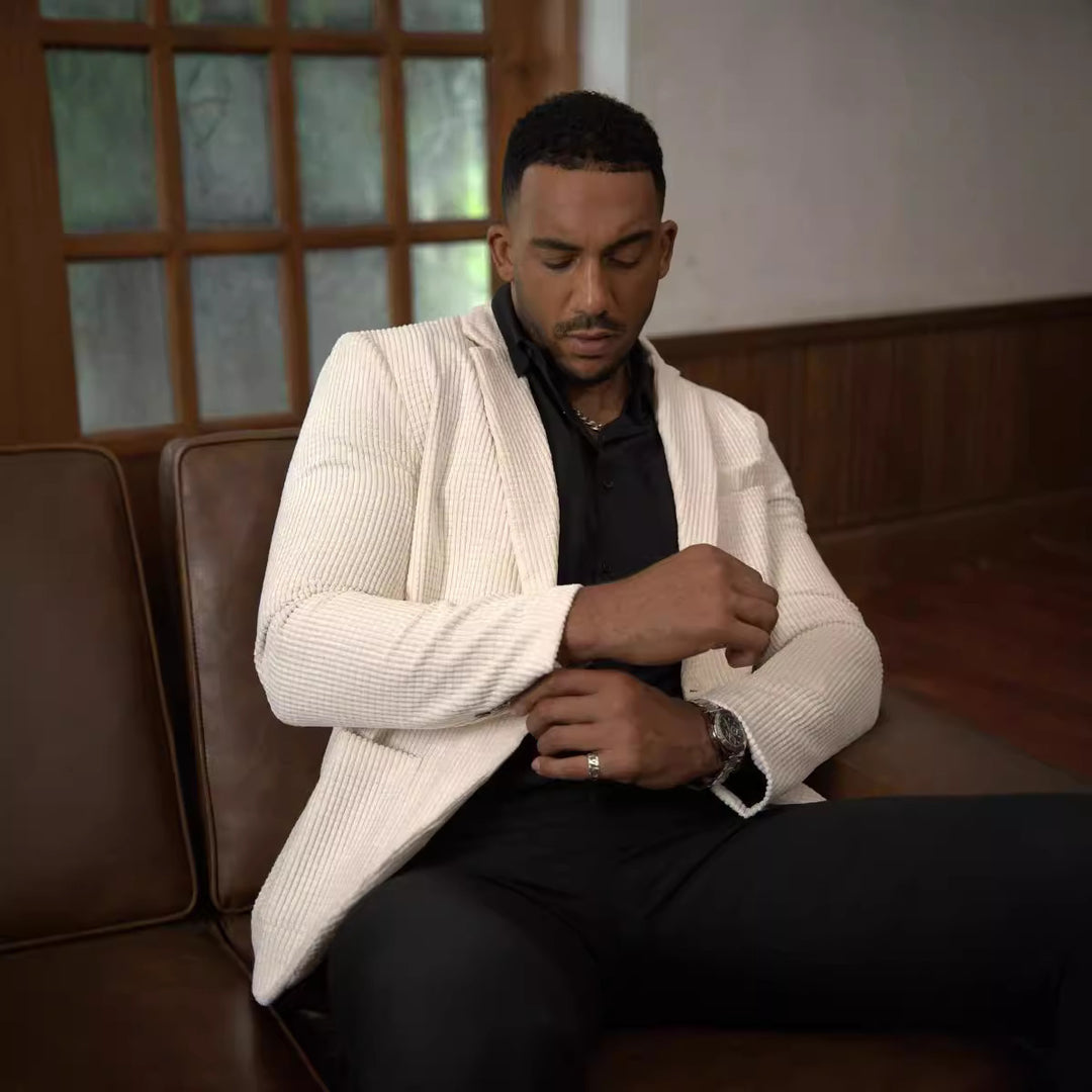 Herren moderner Strukturblazer mit eleganten Details Echoarchiv