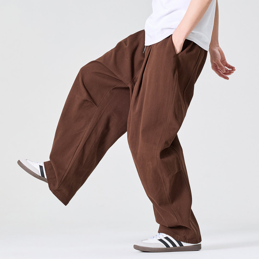 Herren Weite Relaxed-Fit Stoffhose mit Tunnelzug und Bundfalten Echo Archiv