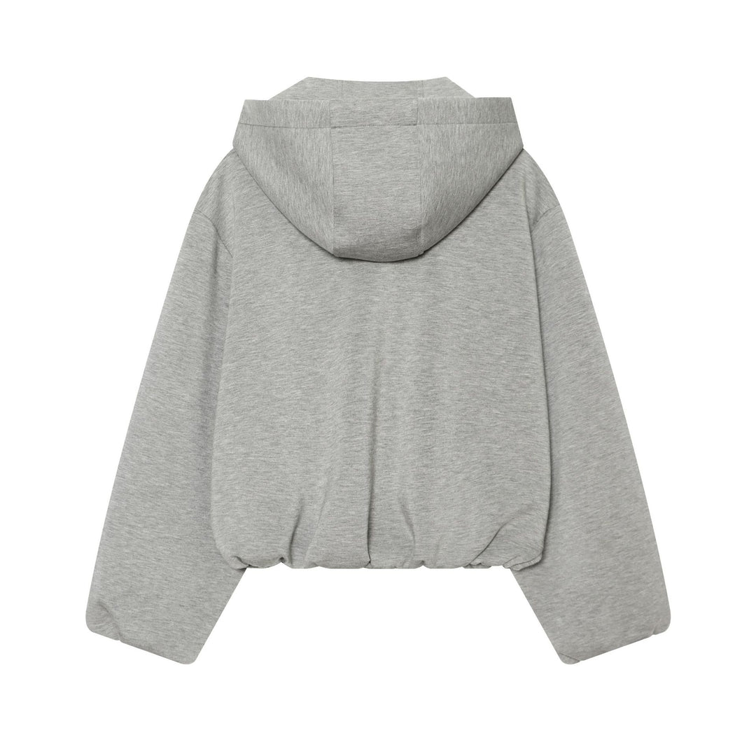 Damen Kurzgeschnittene Boxy-Kapuzenjacke mit durchgehendem Reißverschluss und kontrastierender Kordel Echoarchiv