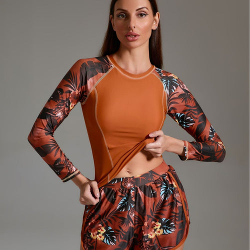 Damen Sportliches Surfanzug-Set mit floralem Design und nahtlosem Schnitt Echo Archiv