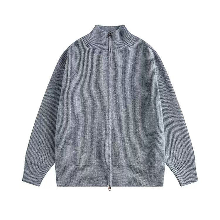 Damen Oversized Strickjacke mit hohem Kragen und Reißverschluss Echoarchiv