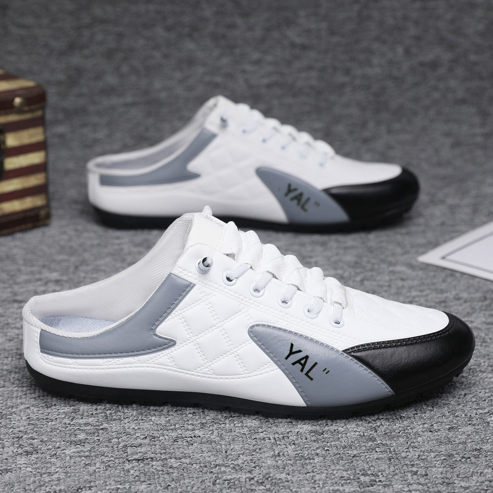 Herren Slipper-Sneaker im Mule-Design mit dekorativer Schnürung und gesteppter Kunstleder-Optik Echoarhiv