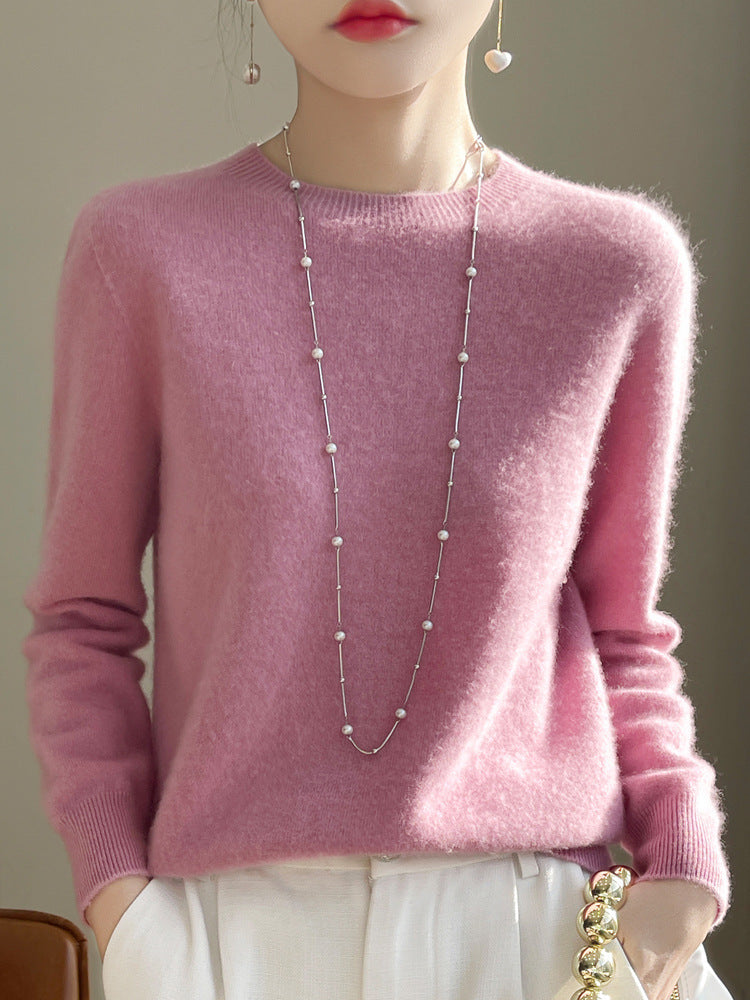 Damen Luxuriöser Kuschelstrick-Pullover mit Rundhals und Mohair-Optik Echoarchiv