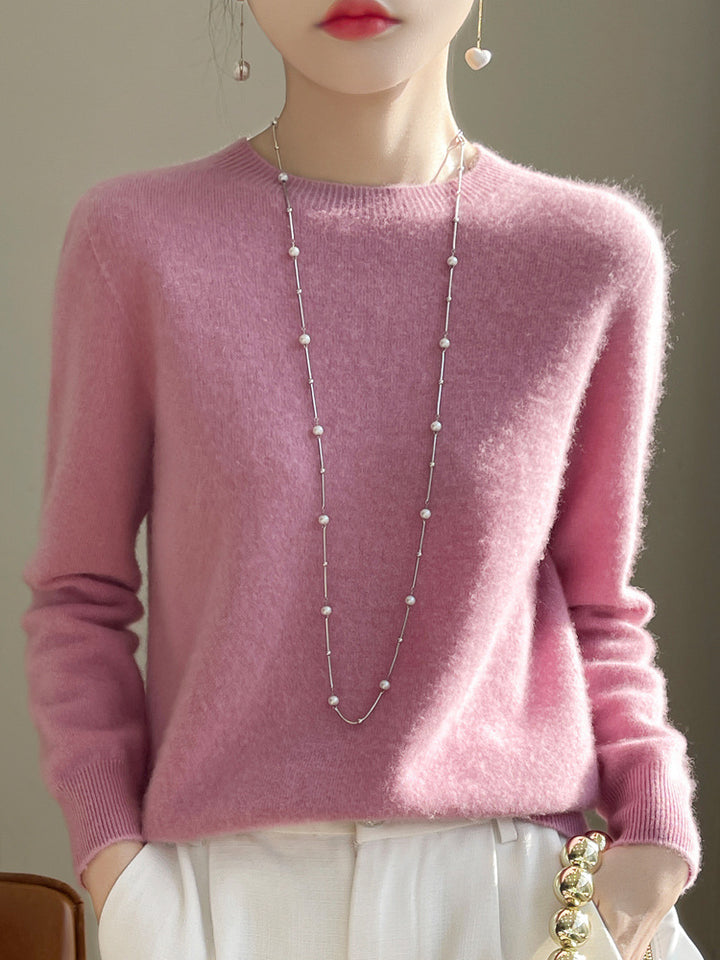 Damen Luxuriöser Kuschelstrick-Pullover mit Rundhals und Mohair-Optik Echoarchiv