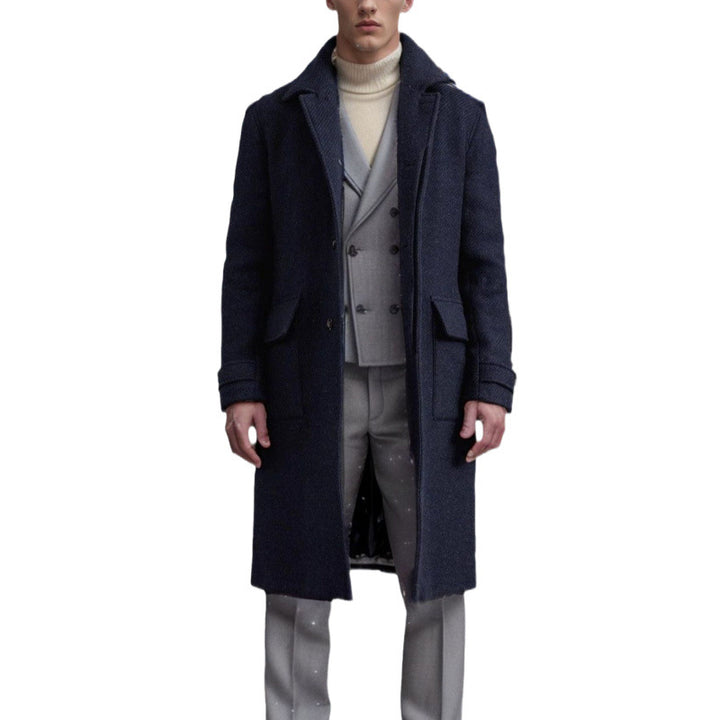 Herren Eleganter und zeitloser Wool-Langmantel Echoarchiv