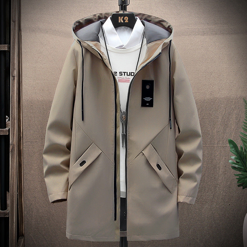 Herren nan urbaner Midlength Tech-Parka mit Kapuze, verdecktem Reißverschluss und winddichter Beschichtung Echo Archiv