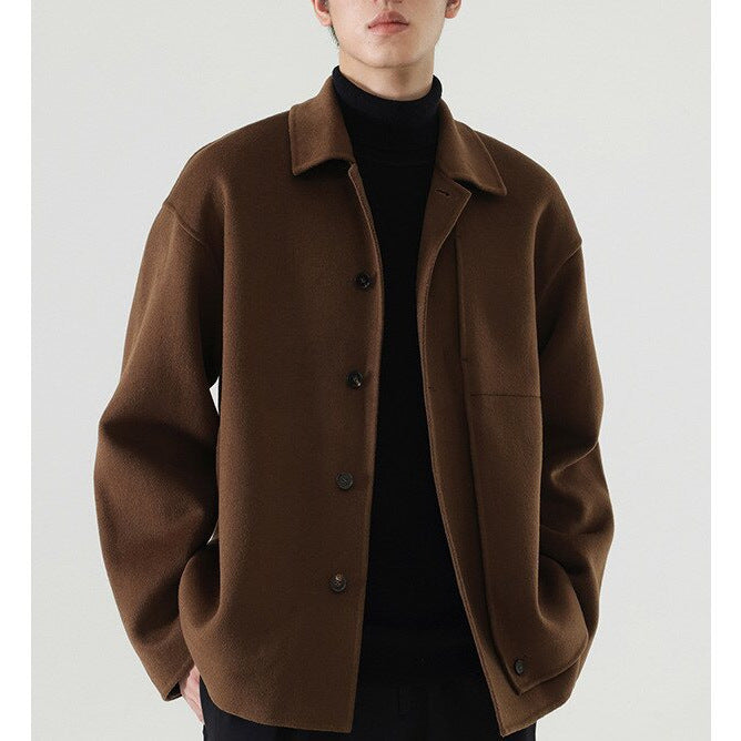 Herren Boxy Wollmix-Hemdjacke mit durchgehender Knopfleiste und überschnittener Schulter Echoarchiv