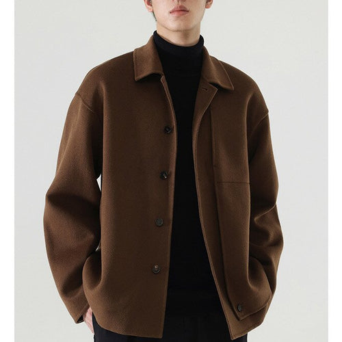 Herren Boxy Wollmix-Hemdjacke mit durchgehender Knopfleiste und überschnittener Schulter Echoarchiv