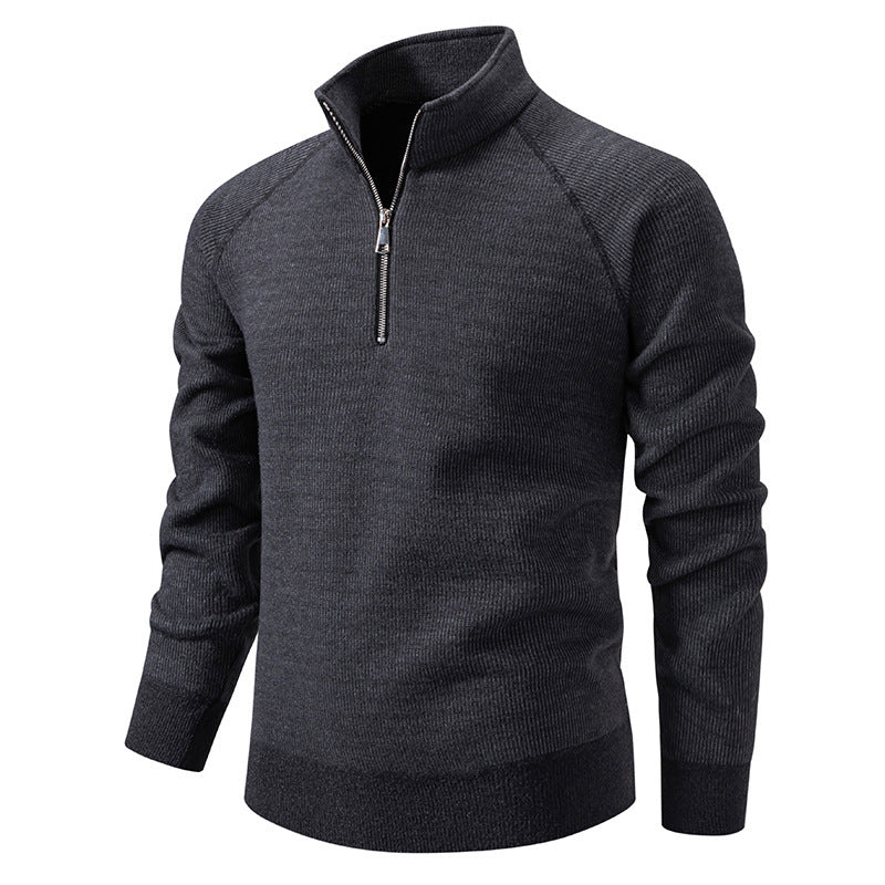Herren Rollkragenpullover mit modernem Reißverschluss und strukturiertem Design Echoarchiv
