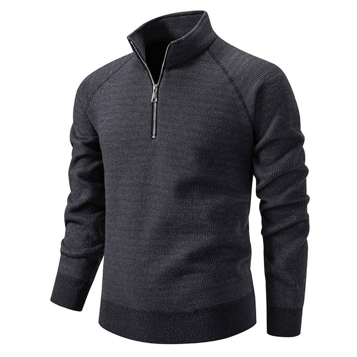 Herren Rollkragenpullover mit modernem Reißverschluss und strukturiertem Design Echoarchiv