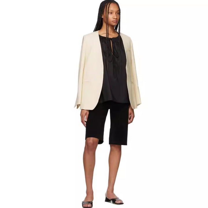 Damen Kragenloser Longblazer mit offenem Fall und Cape-Effekt Echoarchiv