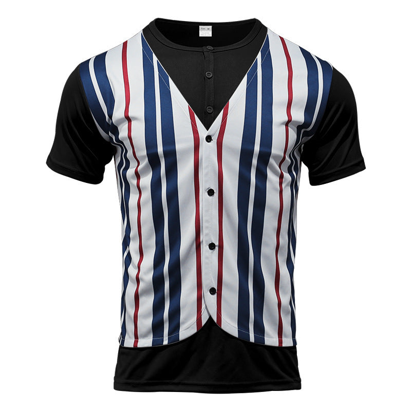 Herren Sportliches Kurzarmhemd im Retro-Streifen-Design Echoarchiv