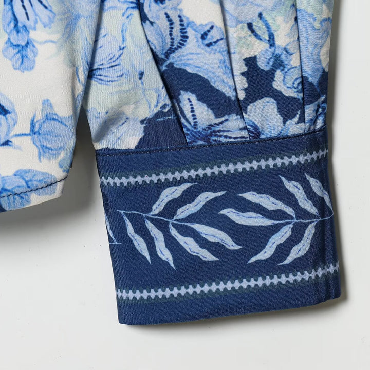 Damen Geblümte Oversize‑Seidenoptik‑Bluse mit Borderprint Echoarchiv