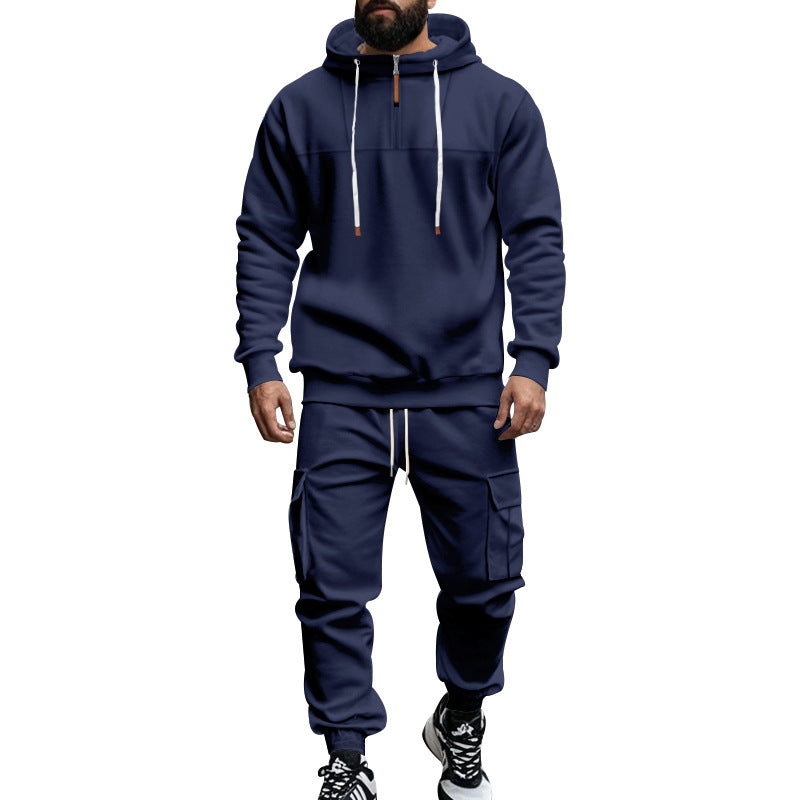 Herren nan Cargo-Jogginganzug mit Halbzip-Kapuzenpullover und tapered Cargohose Echo Archiv