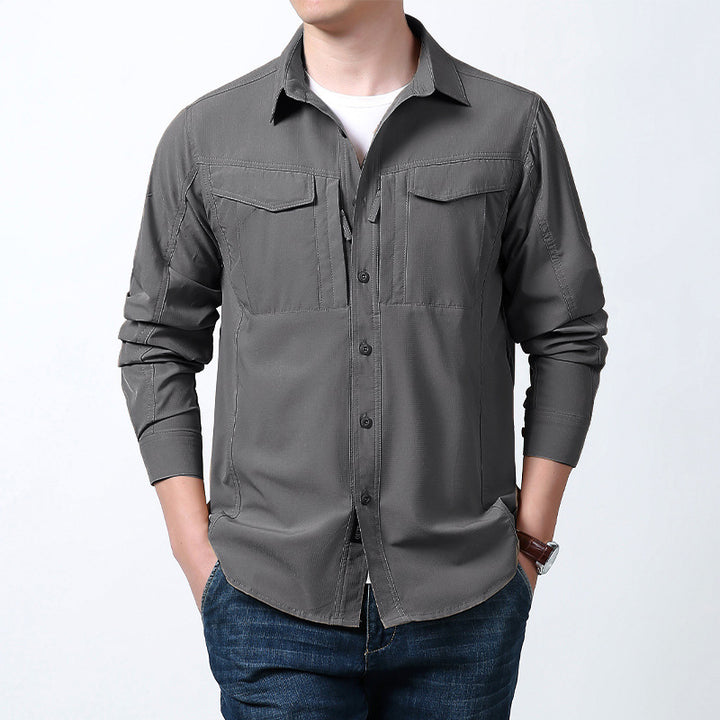 Herren nan leichtes Utility-Hemdjacke mit Brustklappen, Reißverschlusstasche und stretchigem Funktionsgewebe Echo Archiv