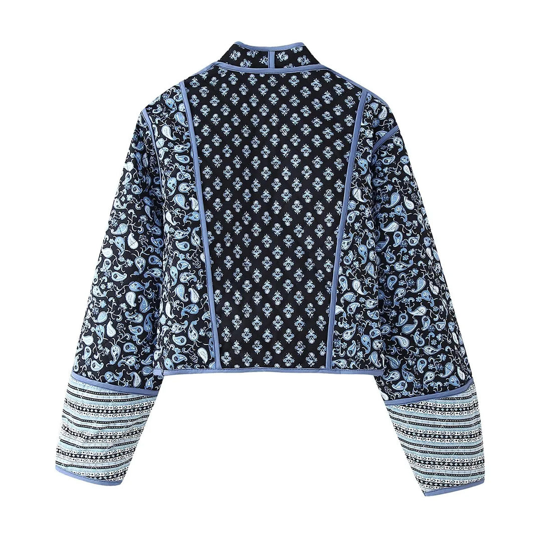 Damen nan wendbare Patchwork Steppjacke im Kimono‑Style mit kontrastärmeln Echo Archiv
