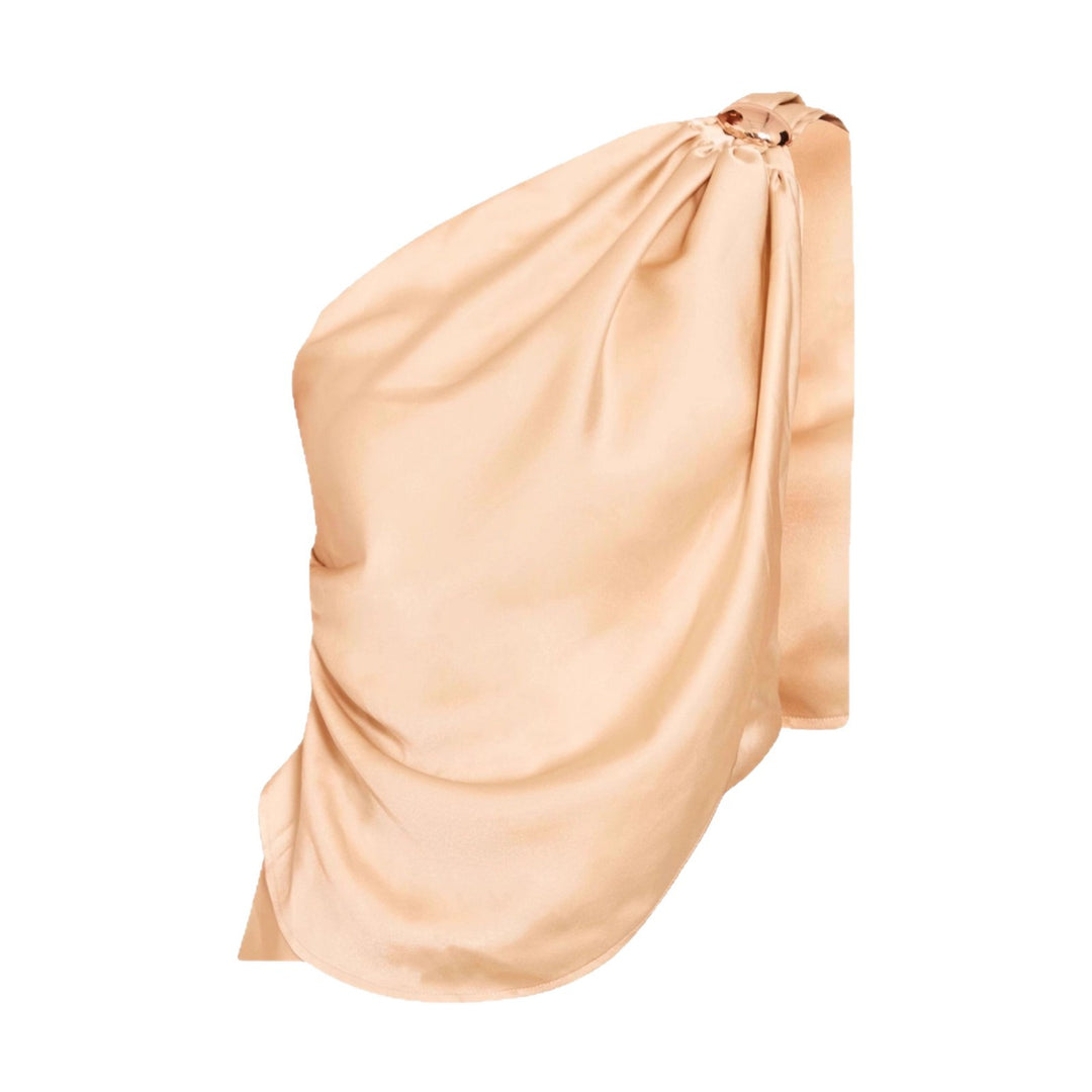 Damen asymmetrisches Satin-Oberteil mit drapiertem Abschluss Echo Archiv