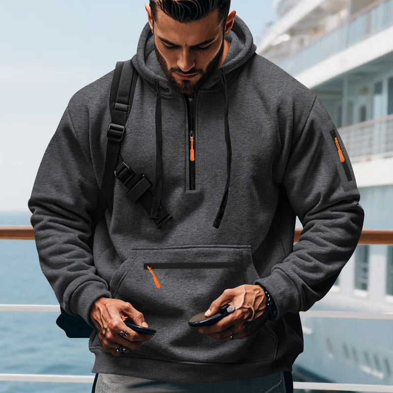 Herren sportlicher Kapuzenpullover mit Reißverschluss und praktischen Taschen Echoarchiv