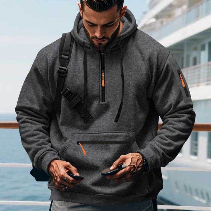 Herren sportlicher Kapuzenpullover mit Reißverschluss und praktischen Taschen Echoarchiv