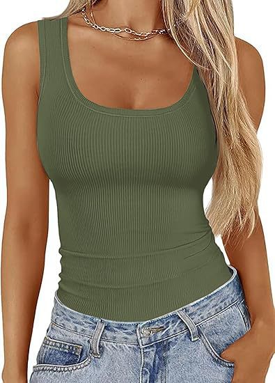 Damen Körperbetontes Oberteil mit breiten Trägern und geripptem Design Echo Archiv
