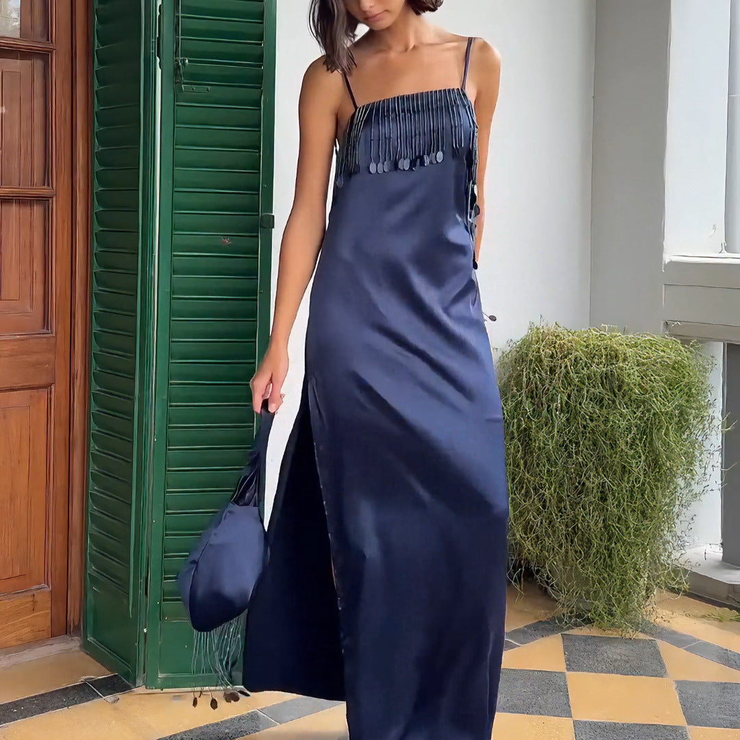 Damen Maxikleid mit schimmernden Pailletten und tranchierendem Saum Echo Archiv